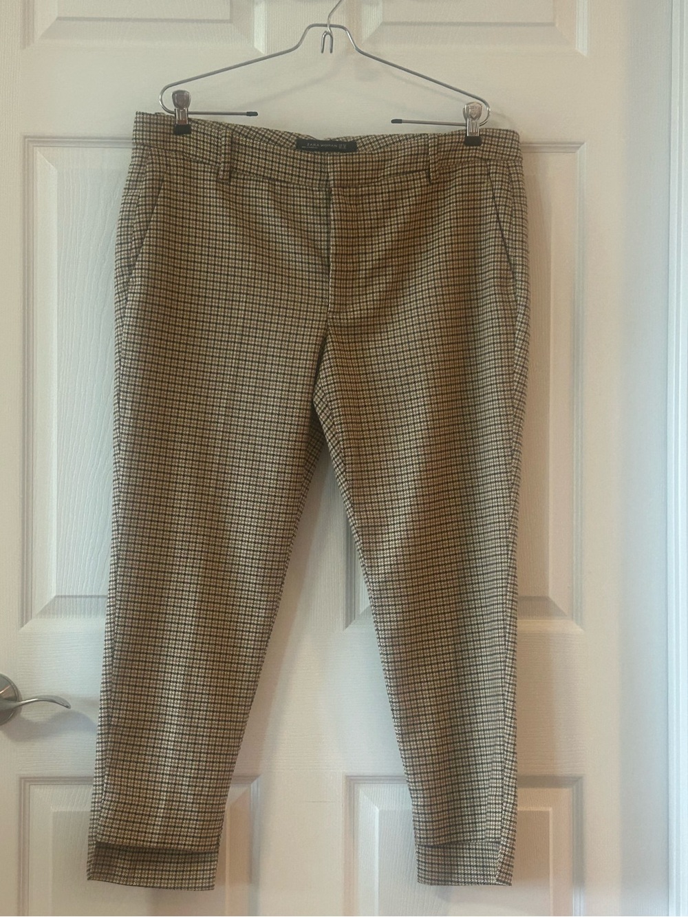 Zara Women's Checked Slim Fit Trousers